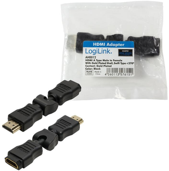 Adapter kątowy LogiLink HDMI - HDMI M/F Black (4052792008265)