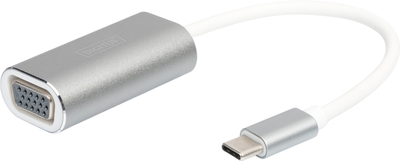 Kabel adapter Digitus VGA - USB Type-C F/M 0.2 m Silver (4016032385967)