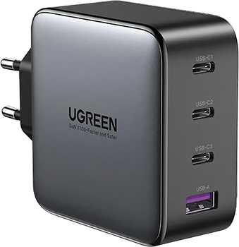 Зарядний пристрій Ugreen CD226 3 х USB Type-C + USB Type-A 100 Вт GaN Black-Gray (6957303895755)