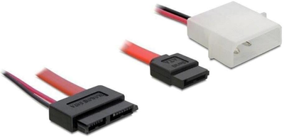 Kabel Delock SATA slimline + 2 pin power - SATA F/F/M 0.16 m Red (4043619843909)