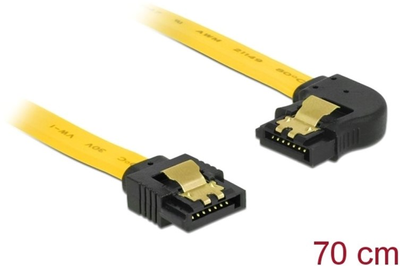 Kabel kątowy Delock SATA III M/M 0.7 m Yellow (4043619828265)