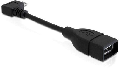 Kabel kątowy Delock micro-USB - USB Type-A M/F 0.11 m Black (4043619831043)