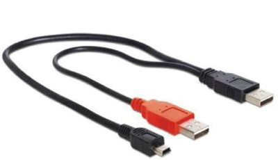Kabel Delock 2 x USB Type-A - USB Type-A M/F 0.3 m Black (4043619831760)