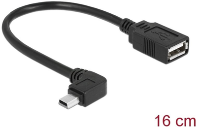 Kabel kątowy Delock mini-USB - USB Type-A M/F 0.16 m Black (4043619832453)