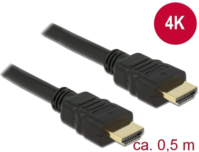 Kabel Delock HDMI A - HDMI A M/M 0.5 m Black (4043619847518)