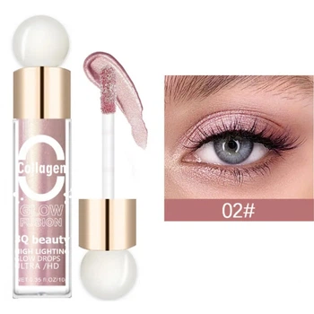 Тіні для повік рідкі Collagen Glow Fusion Eyeshadow, рідкі тіні для повік з шиммером, рожевий