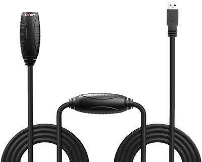 Kabel Lindy USB Type-A 3.0 M/F 10 m Black (4002888431569)