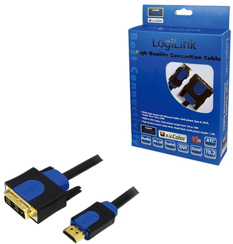 Кабель адаптер LogiLink HDMI - DVI M/M 1 м Black (4052792005592)