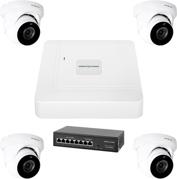 Комплект видеонаблюдения на 4 камеры Green Vision GV-IP-K-W74/04 5MP (LP23191)