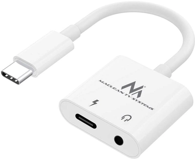 Kabel adapter Maclean USB Type-C - miniJack 3.5 m White (5902211128458)