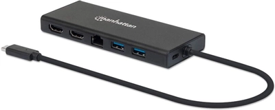 Кабель адаптер Manhattan USB Type-C - 2 x HDMI - 2 x RJ45 - 2 x USB Type-A 0.3 м Black (766623152747)
