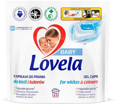 Kapsułki do prania Lovela Baby hipoalergiczne do bieli i kolorów 23 szt (5900627093636)