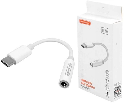 Kabel adapter Somostel USB Type-C - 3.5 miniJack 0.1 m White (5902012967751)
