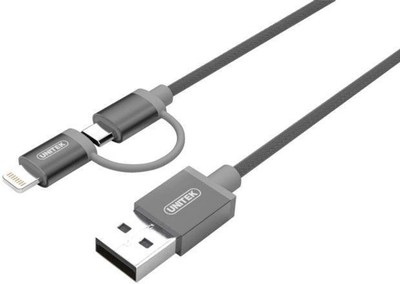 Kabel Unitek USB - micro-USB + Lightning 1 m Gray (4894160032188)