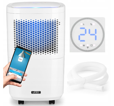 Осушувач повітря Yoer Dryo DE02W 210 Вт 12 л / 24 години з функцією очищення та ароматизації повітря + 2 ефірні олії