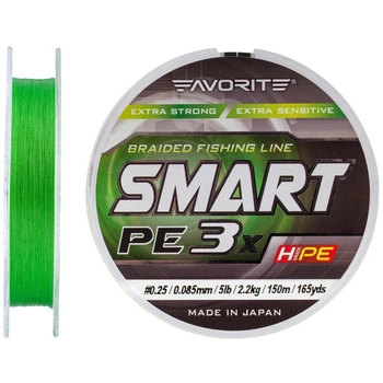 Шнур Favorite Smart PE 3x 150м (l.green) #0.25/0.085mm 5lb/2.2kg 1693.10.62