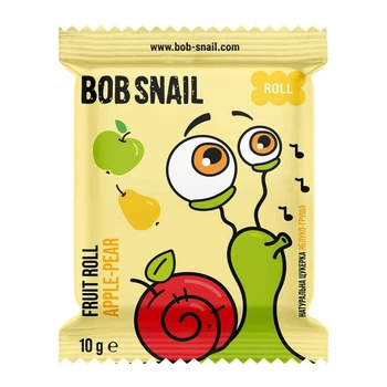 Натуральні Яблучно-Грушеві цукерки ТМ BOB SNAIL 10 г пастилу без цукру Равлик боб