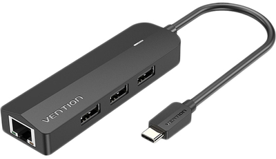 USB Hub Vention 3-Port z microUSB zasilaniem 0.15 m Black (6922794751972)