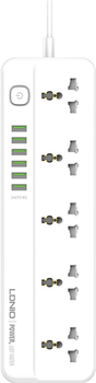 Filtr sieciowy przedłużacz filtr LDNIO SC5614 2500 W, 5 gniazd, 3USB, 3.4 A / 17 W 2 m, White (SC5614 EU)