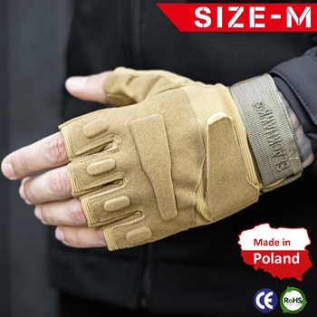 Тактичні Військові Рукавички Без Пальців Для Військових Койот Tactical Gloves PRO Coyot M Безпалі Армійські Штурмові