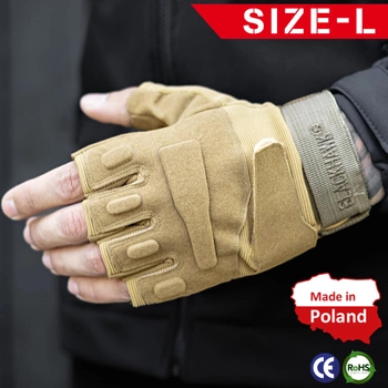 Тактичні Військові Рукавички Без Пальців Для Військових Койот Tactical Gloves PRO Coyot L Безпалі Армійські Штурмові
