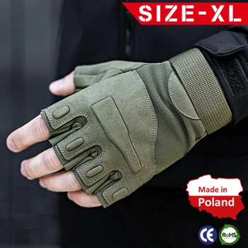 Тактичні Військові Рукавички Без Пальців Для Військових Хаки Tactical Gloves PRO Olive XL Безпалі Армійські Штурмові
