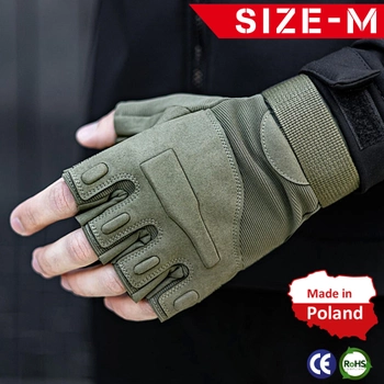 Тактичні Військові Рукавички Без Пальців Для Військових Хакі Tactical Gloves PRO Olive M Безпалі Армійські Штурмові