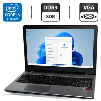 Ноутбук Pegatron D15S PlaidBook / 15.6" (1366x768) TN / Intel Core i5-6200U (2 (4) ядра по 2.3 - 2.8 GHz) / 8 GB DDR3 / 500 GB HDD / Intel HD Graphics 520 / WebCam / АКБ NEW / Windows 11 Pro б/у