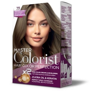 Краска Master Colorist для волос 7.11 Интенсивный пепельно-русый 2x50 мл+2x50 мл+10 мл