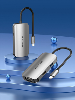 USB Hub Vention USB 3.1 Type-C HDMI / VGA / USB 3.0 / PD 100 W Hub 4-in-1 (6922794754706)