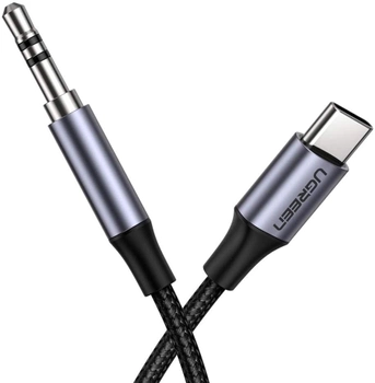 Кабель Ugreen AV143 Round USB Type-C Male to Audio Cable 3.5 мм Male Aluminum Shell 1 м Deep Gray (6957303836338)