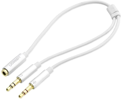 Kabel Ugreen AV140 AUX 3.5 mm TRRS-TRSx2 M / M 20 cm ABS Case White (6957303828975)