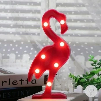 Декоративний настільний світлодіодний світильник нічник Toys Lamp Фламінго 3D рожевий на батарейках