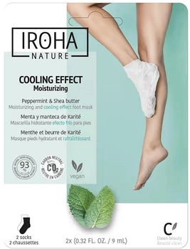 Маска для ніг IROHA nature Moisturizing and Cooling Effect у формі шкарпеток М'ята та олія Ши 2 х 9 мл (8436036430429)
