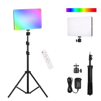 Светодиодная прямоугольная лампа 23х16см RGB F99 с пультом и штативом 2м для фото и видеосъёмок