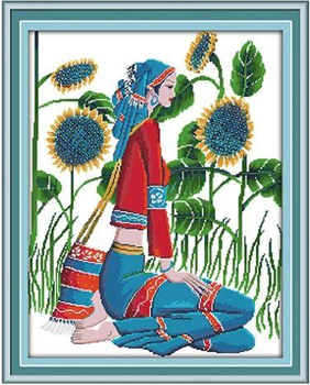Набор для вышивания по нанесённой на канву схеме "Yunnan The sunshine feeling (2)". AIDA 14CT printed 48*59 см