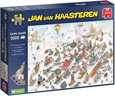 Puzzle Jumbo Jan van Haasteren Its All Going Downhill 1000 elementów (8710126000250)