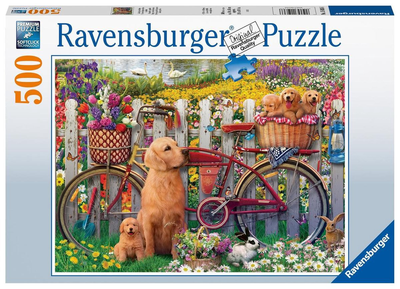 Puzzle Ravensburger Cute Dogs In The Garden 500 elementów (4005556150366)