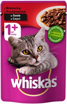 Mokra karma dla kotów dorosłych Whiskas z wołowiną w sosie 100 g (4770608239138)