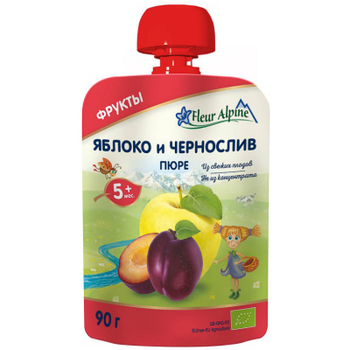 Дитяче пюре Fleur Alpine Яблуко та чорнослив 90 г (5024688001048)