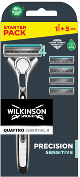 Станок Wilkinson Sword Quattro Essential 4 Precision Sensitive + 5 картриджів (4027800299805)