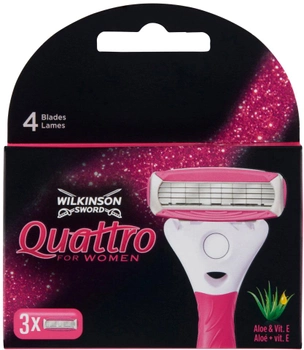 Змінні бритвені леза для гоління Wilkinson Sword Quattro для жінок 3 шт (4027800414345)