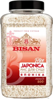 Рис для суші Bisan Японіка Круглий Шліфований 800 г (0.8 кг) (4820186124606)
