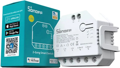 Смарт-перемикач Sonoff DUALR3-LITE Wi-Fi з подвійним реле (DUALR3 Lite)