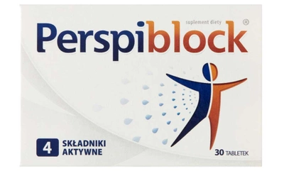 Suplement diety Perspiblock hamujący nadmierne pocenie 30 tabletek (5908254186905)