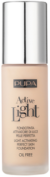 Podkład do twarzy Pupa Milano Active Light Perfect Skin Foundation SPF10 beztłuszczowy 010 Porcelain 30 ml (8011607189076)
