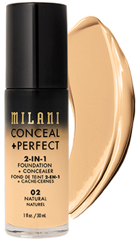 Тональна основа-консилер Milani Conceal + Perfect 2 in 1 Foundation + Concealer маскуюча 02 Natural 30 мл (717489700023)