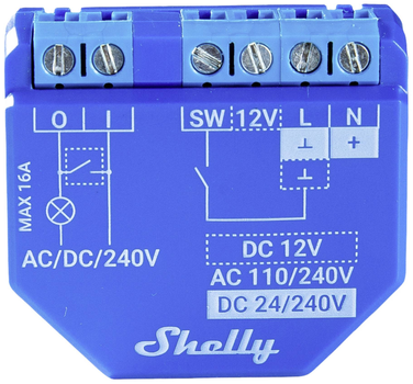 Розумний перемикач Shelly "Plus 1" Wi-Fi одноканальний 16 А (3800235265000)