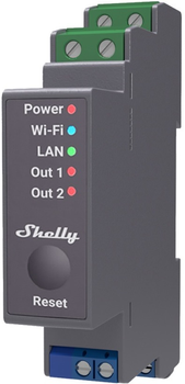 Inteligentny przełącznik Shelly "Pro 2" LAN Wi-Fi i BT dwukanałowy 25 A (3800235268025)