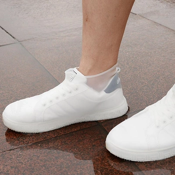 Водонепроницаемые бахилы Lesko SB-150 White 16 см на обувь от дождя защитные резиновые